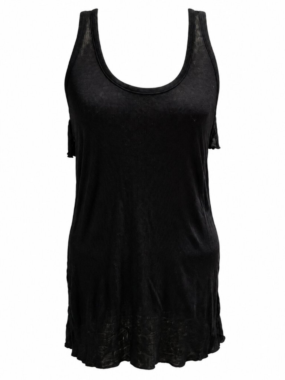 Chaser Black Ruffle-Back Tank Top Size L